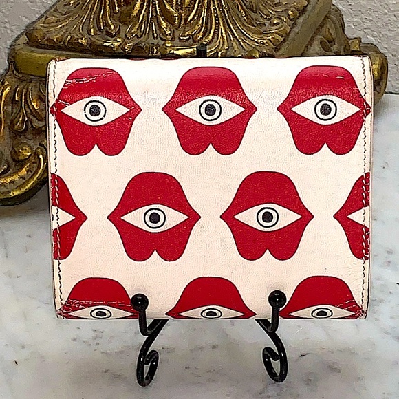 CELINE TRIFOLD WALLET LIP EYE TELEPATHY LOVE 2019 ANNELI HENRIKSSON RED LIPS EYE - Picture 4 of 12